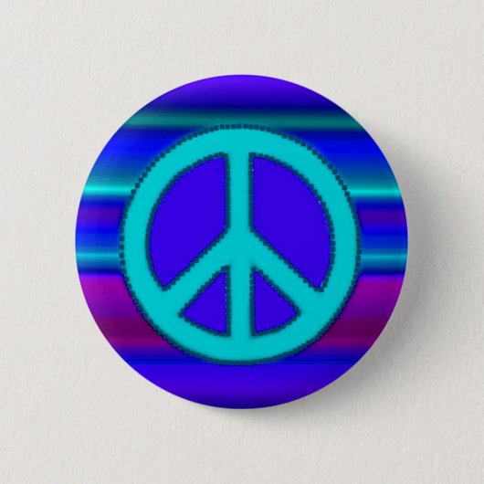 Blue Fraktal & Peace Sign Button (Vorderseite)
