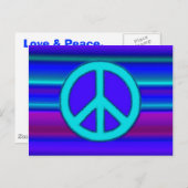 Blue Fraktal & Peace Sign Fine Art Postkarte (Vorne/Hinten)