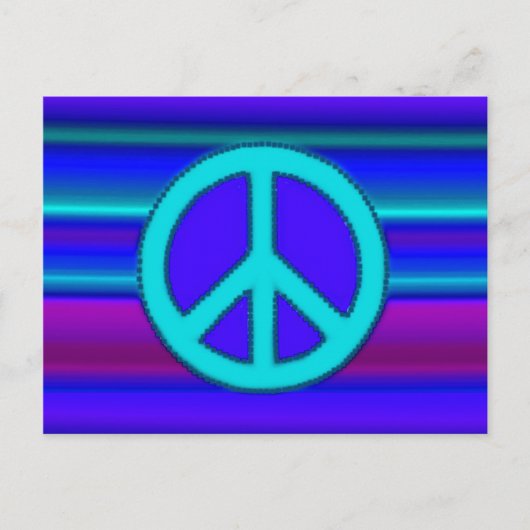 Blue Fraktal & Peace Sign Fine Art Postkarte (Vorderseite)