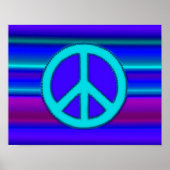 Blue Fraktal & Peace Sign Poster (Vorne)