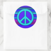 Blue Fraktal & Peace Sign Runder Aufkleber (Tasche)