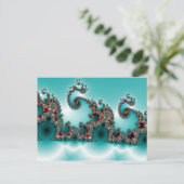 Blue Fraktal Postcard Postkarte (Stehend Vorderseite)