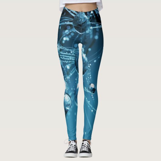 Blue Fraktal Reflective Water Dropdown-Leggings Leggings (Vorderseite)