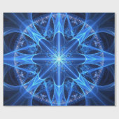 Blue Fraktal Star Wrapping Paper Geschenkpapier (Flach)