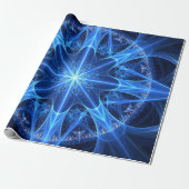 Blue Fraktal Star Wrapping Paper Geschenkpapier (Ungerollt)