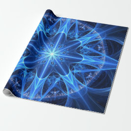 Blue Fraktal Star Wrapping Paper Geschenkpapier