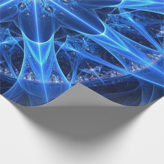 Blue Fraktal Star Wrapping Paper Geschenkpapier (Ecke)