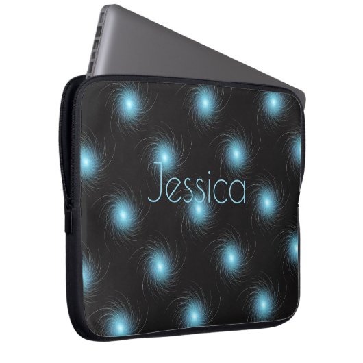 Blue Fraktal Wirbel Laptopschutzhülle (Vorne Rechts)