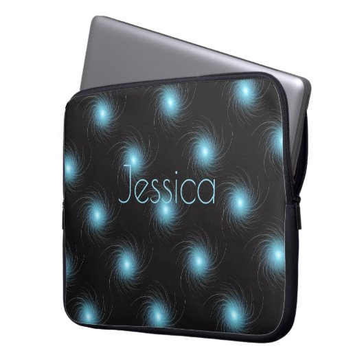 Blue Fraktal Wirbel Laptopschutzhülle (Vorderseite Links)