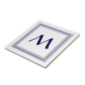 Blue Frame Monogram Letter M Minimalistisch Fliese (Seite)