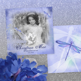 Blue Frame Quinceañera Foto Card Einladung