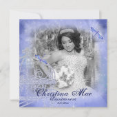 Blue Frame Quinceañera Foto Card Einladung (Vorderseite)