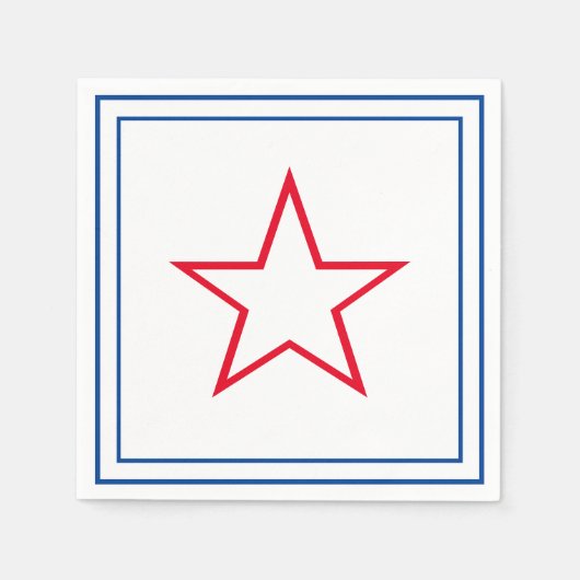 Blue Frame Red & White Star Amerikanische Unabhäng Serviette (Vorderseite)