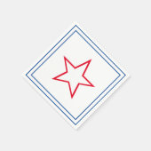Blue Frame Red & White Star Amerikanische Unabhäng Serviette (Ecke)