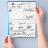 Blue Frame Simple Modern Bakery Cake Order Form Flyer (Hand)