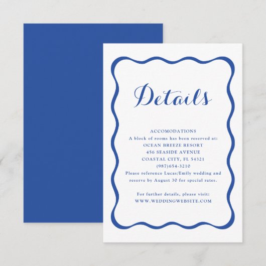 Blue Frame Wedding Card Begleitkarte (Vorne/Hinten)