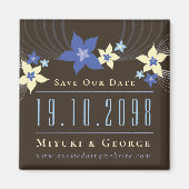 Blue Frangipani Beach Wedding Save the Date Magnet (Vorne)