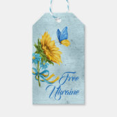Blue Free Ukraine Sunflower & Butterfly Geschenkanhänger (Vorderseite)
