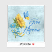 Blue Free Ukraine Sunflower & Butterfly Vinyl Aufkleber (Blatt)