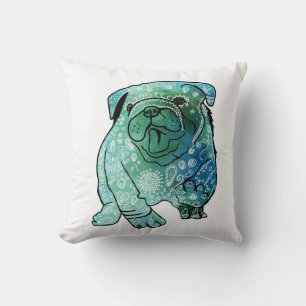 Blue French Bulldog Art Throw Cushion Kissen