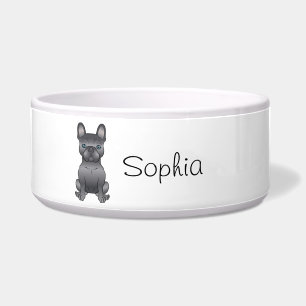 Blue French Bulldog / Frenchie Cartoon Dog & Name Napf