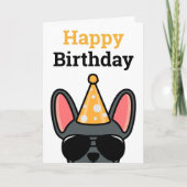 Blue French Bulldog Happy Birthday Card Karte (Vorderseite)