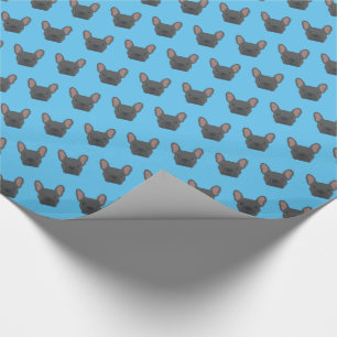 Blue French Bulldog Pattern Geschenkpapier