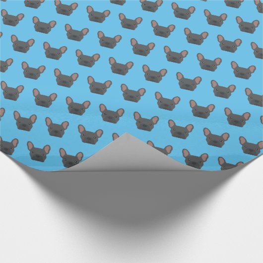 Blue French Bulldog Pattern Geschenkpapier (Ecke)