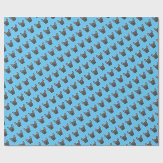 Blue French Bulldog Pattern Geschenkpapier (Flach)
