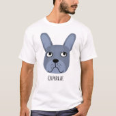 Blue French Bulldog Personalisierter T - Shirt (Vorderseite)