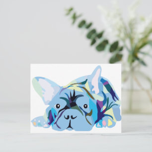 Blue French Bulldog Postkarte