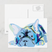 Blue French Bulldog Postkarte (Vorne/Hinten)