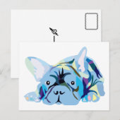 Blue French Bulldog Postkarte (Vorne/Hinten)