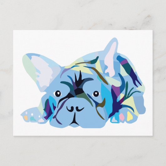 Blue French Bulldog Postkarte (Vorderseite)