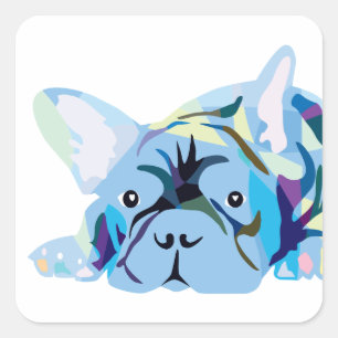 Blue French Bulldog Quadratischer Aufkleber
