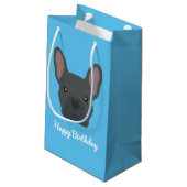 Blue French Bulldog Small Geschenktasche Kleine Geschenktüte (Rückseite Schrägansicht)
