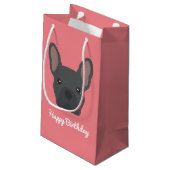 Blue French Bulldog Small Geschenktasche Kleine Geschenktüte (Rückseite Schrägansicht)