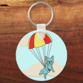Blue French Bulldog Umbrella Fun Keychain Schlüsselanhänger (Vorderseite)