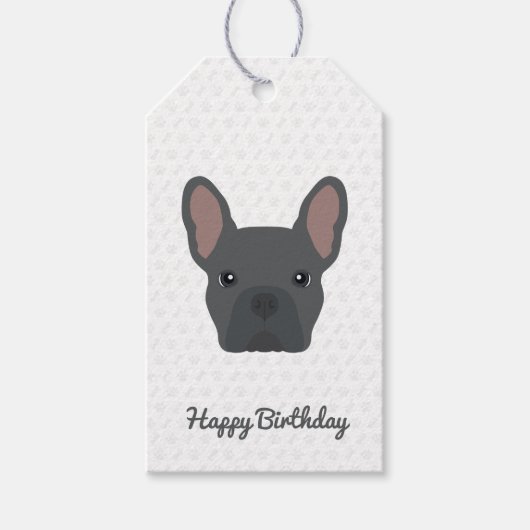 Blue French Bulldog zum Geburtstag Geschenkanhänger (Vorderseite)