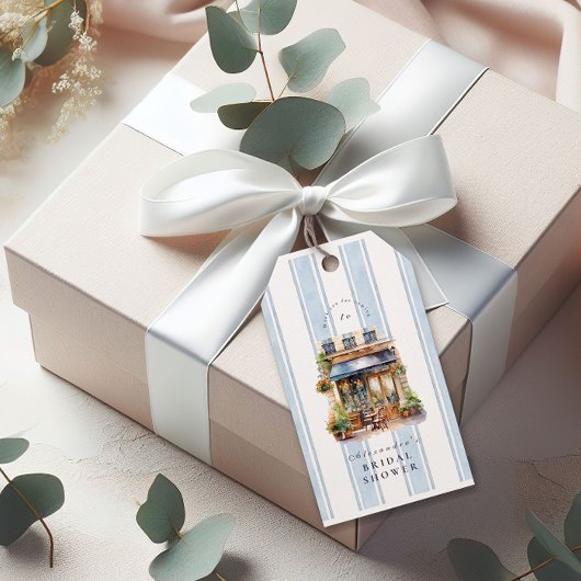 Blue French Café Brautparty Geschenkanhänger