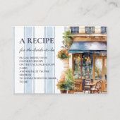 Blue French Café Brautparty Rezept Begleitkarte (Vorderseite)