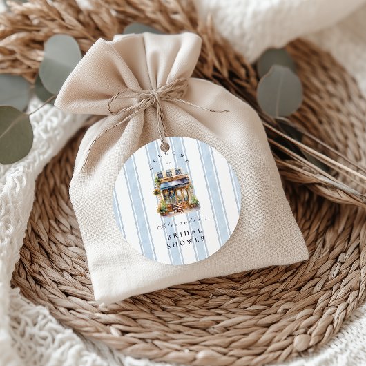 Blue French Café Brautparty Runder Aufkleber