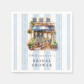 Blue French Café Brautparty Serviette (Vorderseite)