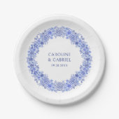 Blue French Chinoiserie Wedding Pappteller (Vorderseite)