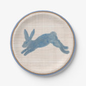 Blue French Country Bunny Rabbit Pappteller (Vorderseite)