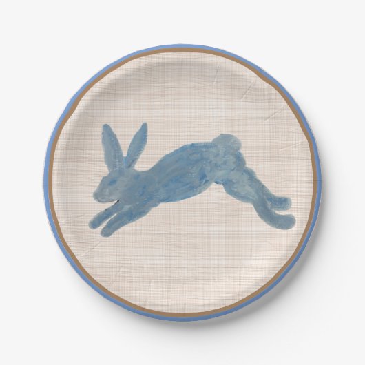 Blue French Country Bunny Rabbit Pappteller (Vorderseite)