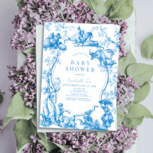 Blue French Country Farm Animal Boy Baby Dusche