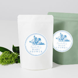 Blue French Country Farm Animal Boy Baby Dusche Runder Aufkleber