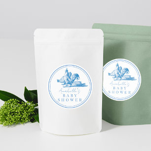 Blue French Country Farm Animal Boy Baby Dusche Runder Aufkleber