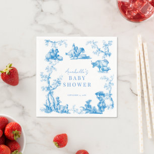 Blue French Country Farm Animal Boy Baby Dusche Serviette